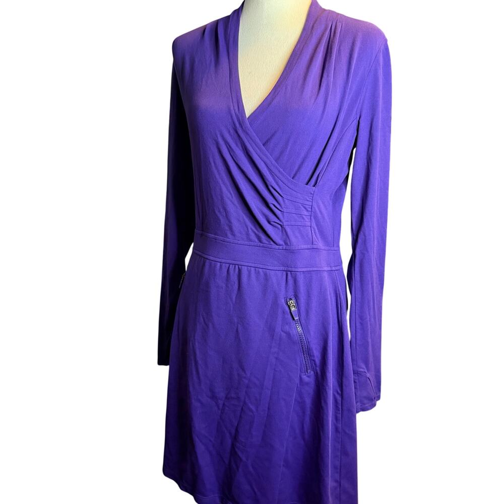 Athleta Suedy Lady Soft Long Sleeve Wrap Dress, Nightshade Purple Size Medium
